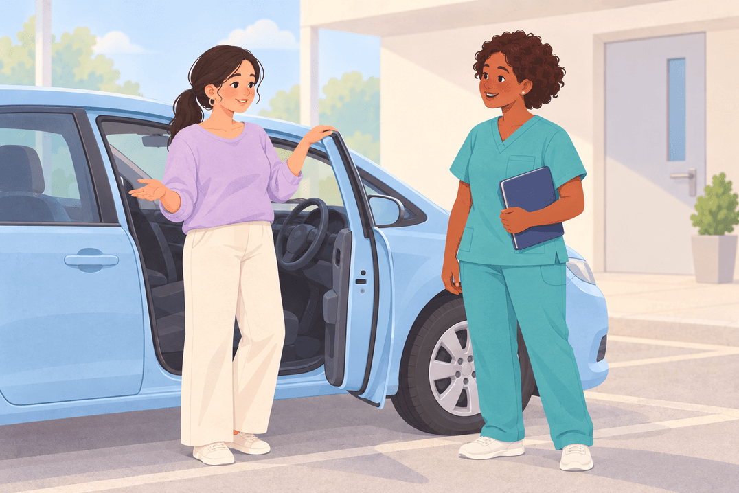 Illustration about driving after a cesarean