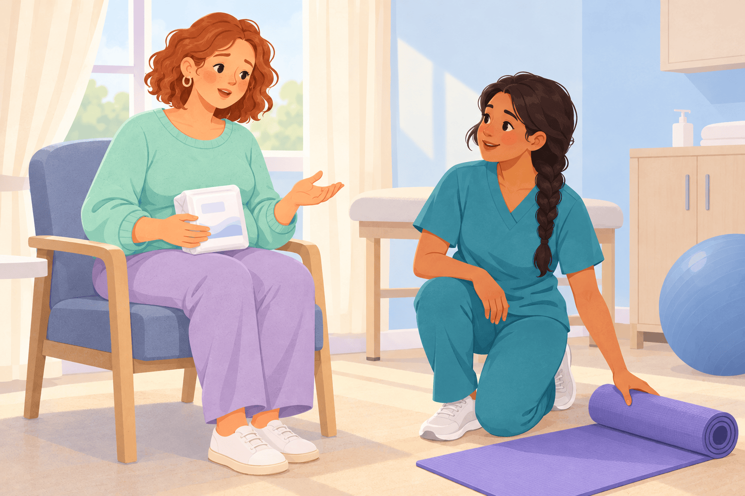 Illustration about postpartum bladder leakage