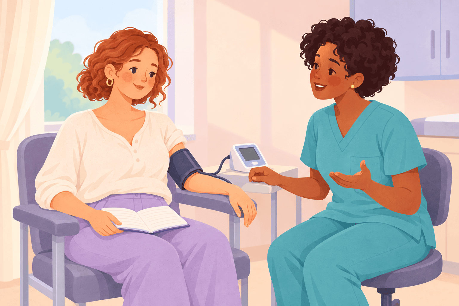 Illustration about the postnatal check