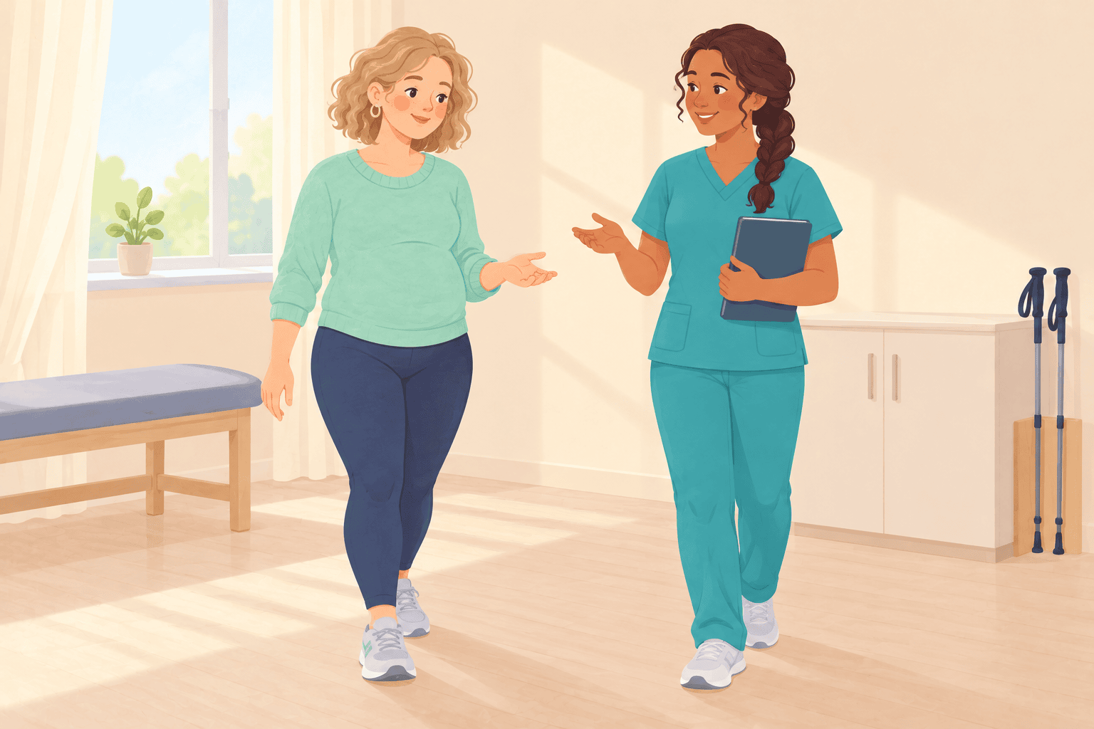Illustration about returning to exercise after birth